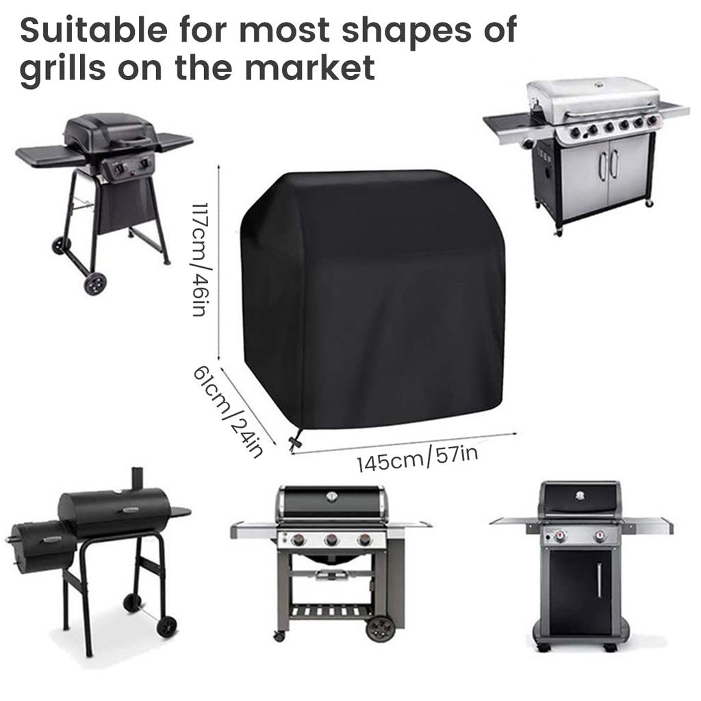 BBQ Grill Cover 210D Oxford Fabric Durable Barbecue BBQ Cover Heavy Duty Waterproof Dust-proof Grill Cover for Outdoor Garden