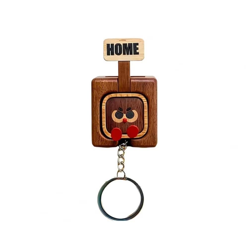Wall Mount Wooden Key Holder Handcrafted Funny Face Expressions Magnetic Key Hook Solid Wood Cartoon Key Organizer Home Entryway