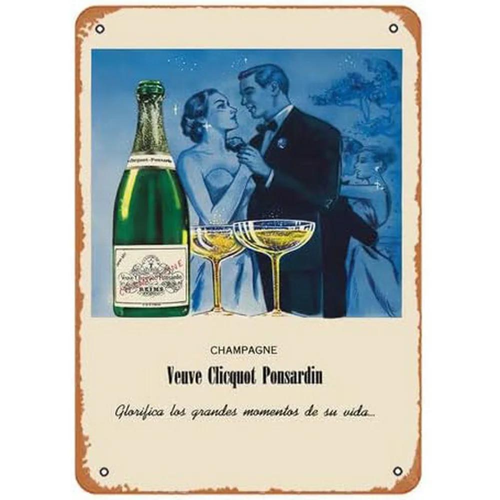 Silver Palate Champagne Vintage Retro Metal Tin Signs Vintage Wall Decor Metal Plaque Poster For Home Club Bar Pub Tavern Coffee