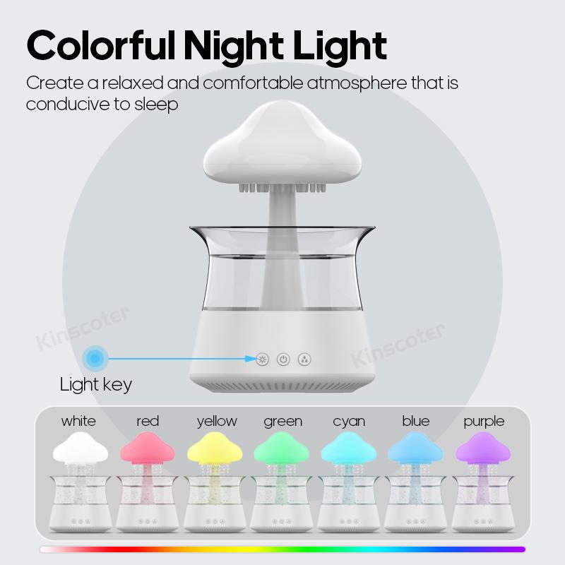 Rain Cloud Electric Air Humidifier 300ml Aroma Diffuser Zen Rain Water Drops Colorful Night Light Humidifier for Home Gift