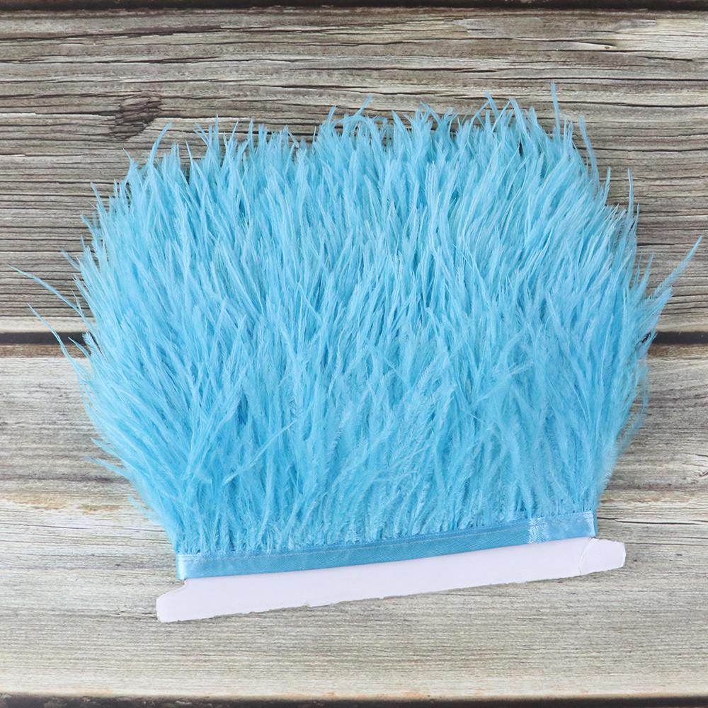 1 метр темно-синей отделки из страусиных перьев 8-10 см натуральное страусиное перо для поделок шитья одежды вечеринки ручной работы DIY лента из перьев