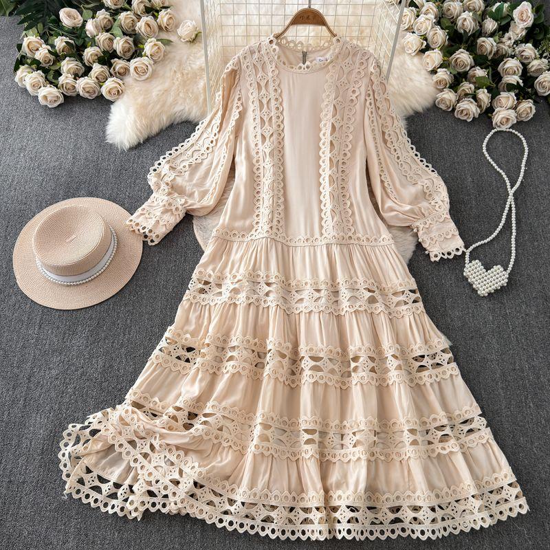 Vintage Court Style Summer New Arrival Embroider Dress