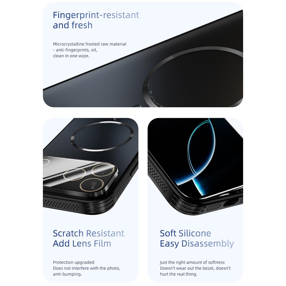 ABEEL For iPhone 17 Pro Magnetic Case TPU PC Cooling Matte Phone Back Cover with Lens Film