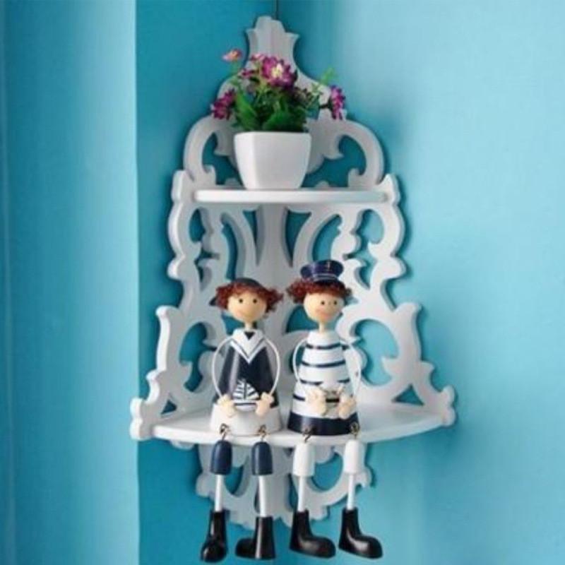 Countryside White European Corner Stand Flower Display Living Room Decoration