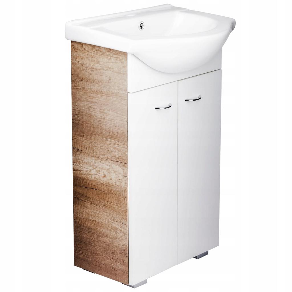 Standing Bathroom Cabinet with Sink, Oak, 50x86, Tim, with Extended Faucet