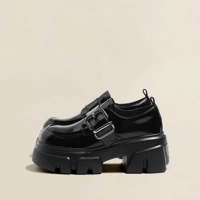 Мокасины с высокой платформой Muffin Женская обувь Британские маленькие кожаные туфли Весна и осень Новые туфли Мэри Джейн Одинарные туфли