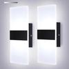 Modern Wall Sconces 2packs Indoor  Hardwired Wall Lamp 12W  Bedroom Living Room Hallway, Cool White