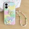 For iPhone 16 Case IMD 3D Butterfly Design TPU Phone Case with Beaded Strap