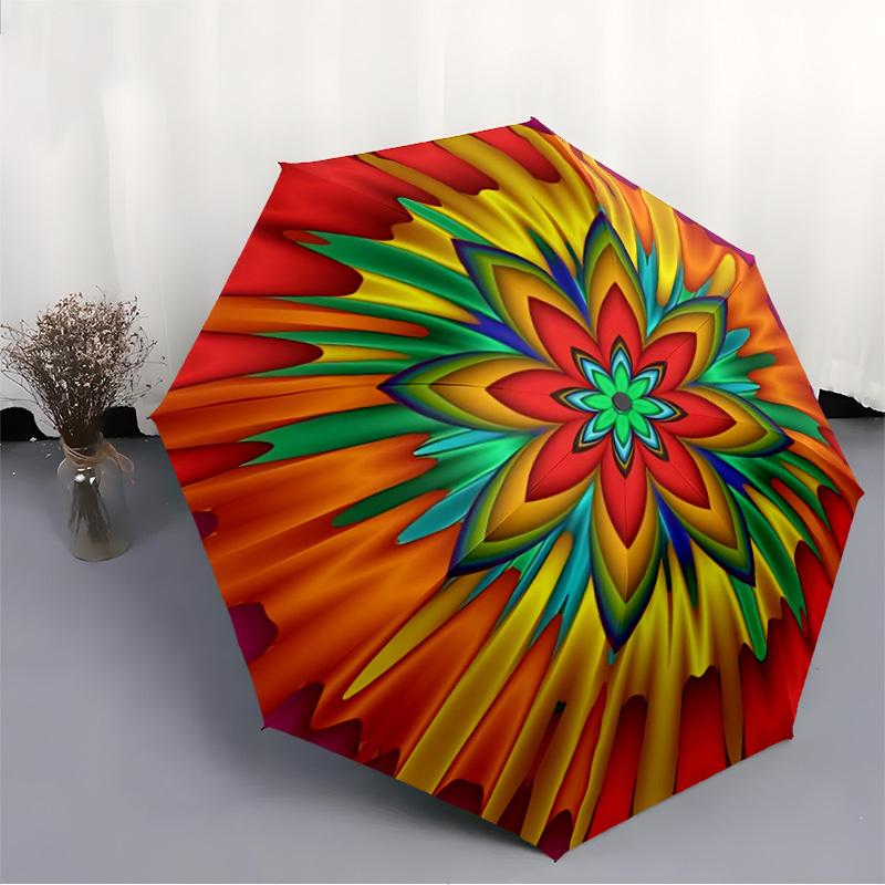 1pc Kaleidoscope Pattern Automatic Umbrella - Automatic Opening And Closing, Sturdy Iron Frame, Portable Folding Design yy251018180