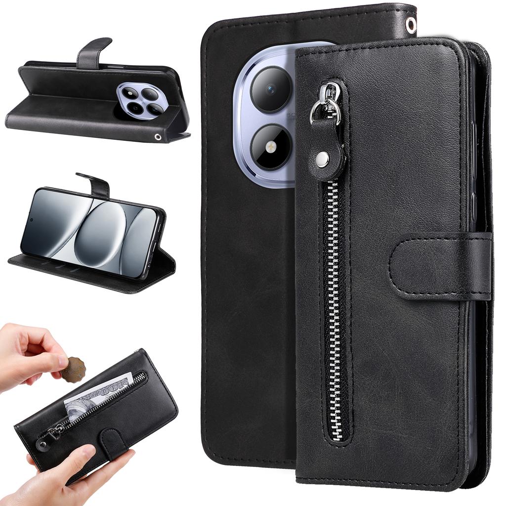 For Xiaomi Redmi Note 15 Pro 5G PU Leather Cases with Zipper Pocket Wallet Phone Cover Stand