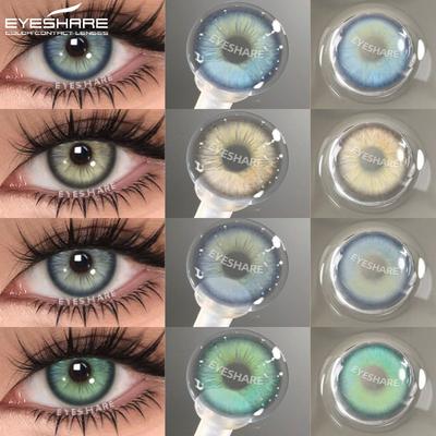 2 шт. Цветные контактные линзы для глаз Модные линзы для глаз Голубые линзы для глаз Коричневые линзы Серые линзы для зрачков Годовые Зеленые контактные линзы