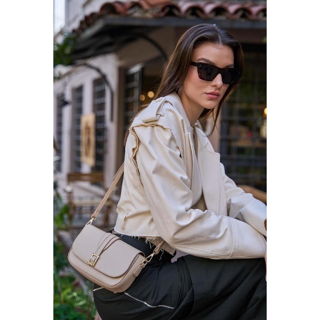 Black Women's Buckle Crossbody Bag