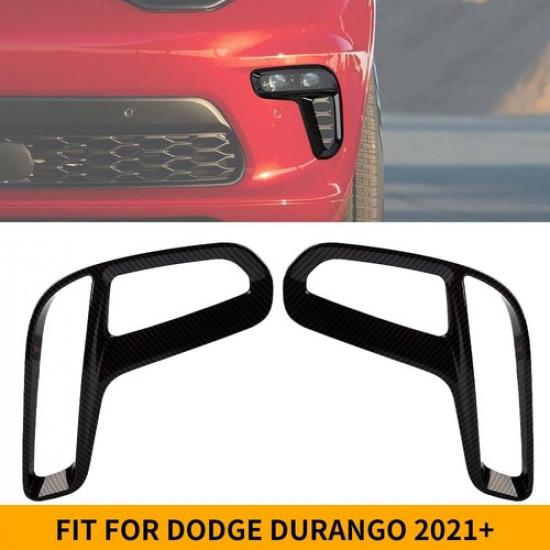 Carbon Fiber Front Fog Light Bezel Cover Accessories Trims For Dodge Durango 21+