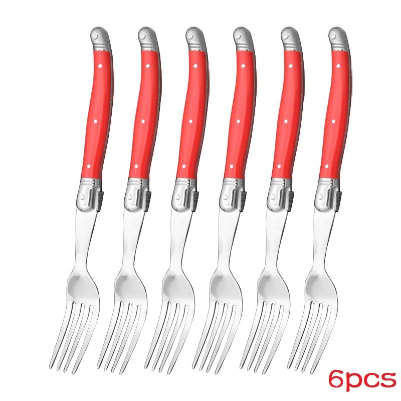 6 шт. вилок для стейка Laguiole Rainbow, набор столовых вилок, цветные столовые приборы, вилки для стола, нержавеющая сталь, барная посуда, набор для ресторана и дома