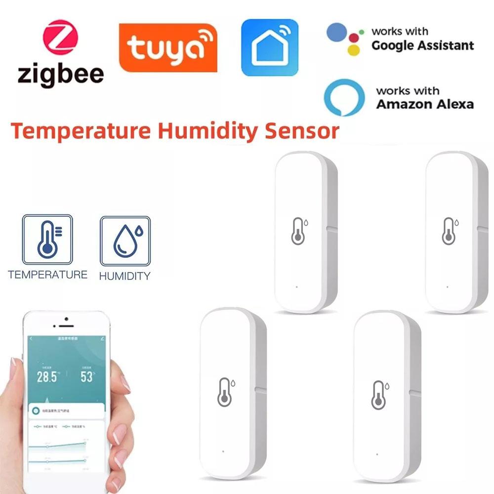 1-4 шт. Tuya Zigbee/Cozylife WiFi Датчик температуры и влажности Мониторинг в реальном времени Удаленный мониторинг через приложение Голосовые оповещения Alexa Google Assistant