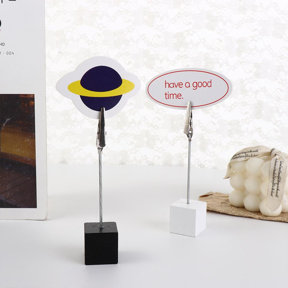 Party Supplies Message Memo Wooden Base Memo Clip Card Holder Photo Paper Clamp Bedside Ornaments
