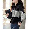 Autumn Winter Loose Casual Patchwork Hoodies Ladies Simple Fashion All-match Pullover Women Hooded Sweatshirt Female Clothes