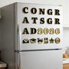 22Pcs Black-Gold Magnetic Fridge Stickers Graduation Party Decor for Classroom Refrigerator