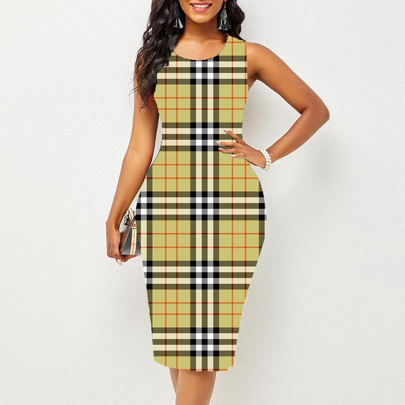 Женское платье Sling Summer Красочные платья с большим квадратным принтом облегающие без рукавов Slim Fit Сексуальная модная верхняя одежда