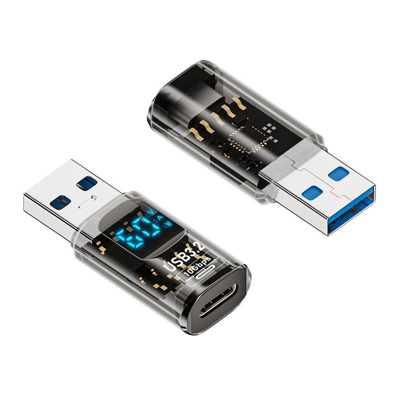 36 Вт 3A Qc зарядный адаптер с цифровым дисплеем напряжение ток измерители мощности Usb 3.2 10 Гбит/с Otg Usb A Male To C Pd 60 Вт зарядное устройство