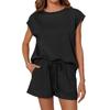 Women's Spring and Summer Solid Color Round Neck Loose Short Sleeved Shorts Two-piece Set