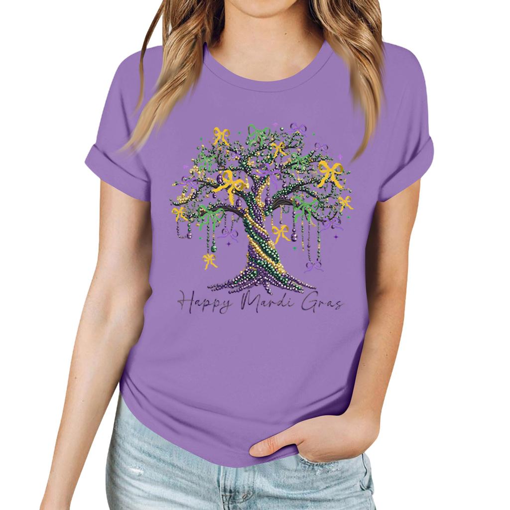 Женская повседневная футболка с карнавальным принтом, пуловер с круглым вырезом, топ с коротким рукавом