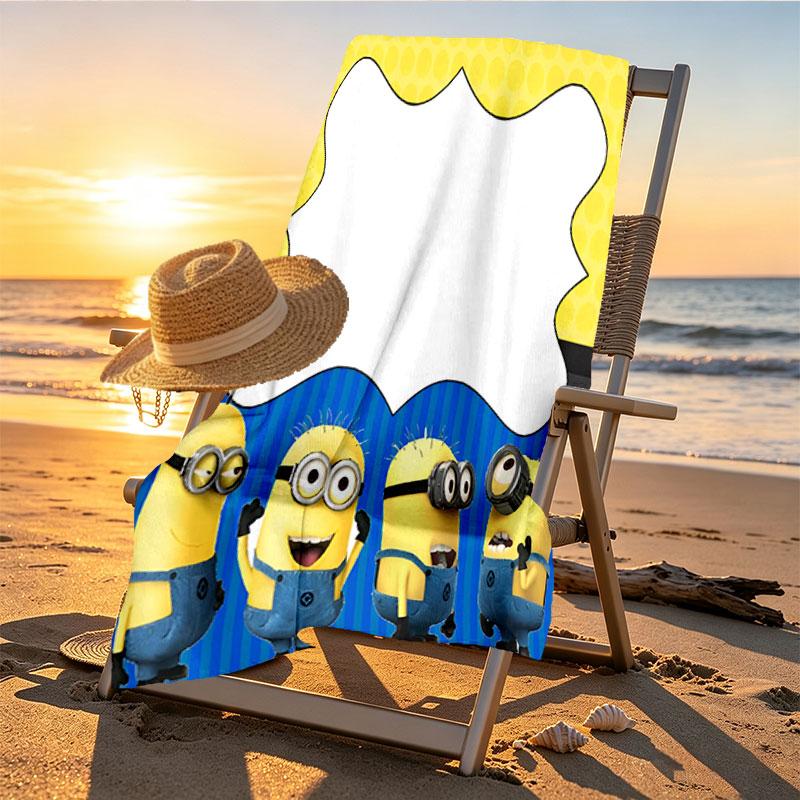 Minions Print Beach Towel Design, Soft, Lightweight. for Home Bathroom, Spa, Pool, Yoga, Surfing, Camping, Gift for Family, Friend