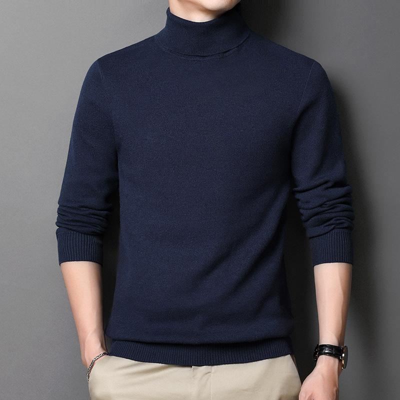 Осенне-зимний вязаный свитер мужской с высоким воротом вязаный базовый свитер мужской зимний модный бренд утолщенный теплый