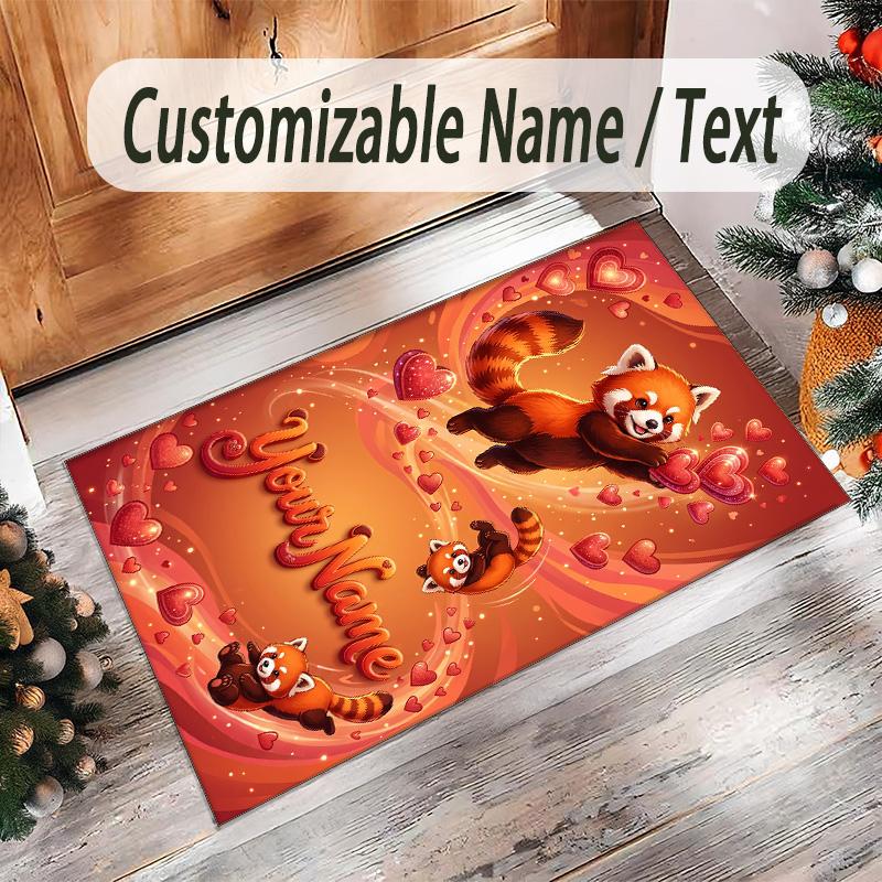 Valentine Love Theme Crystal Velvet Rug Personalized Custom Name Text Soft Floor Mat Home Decor