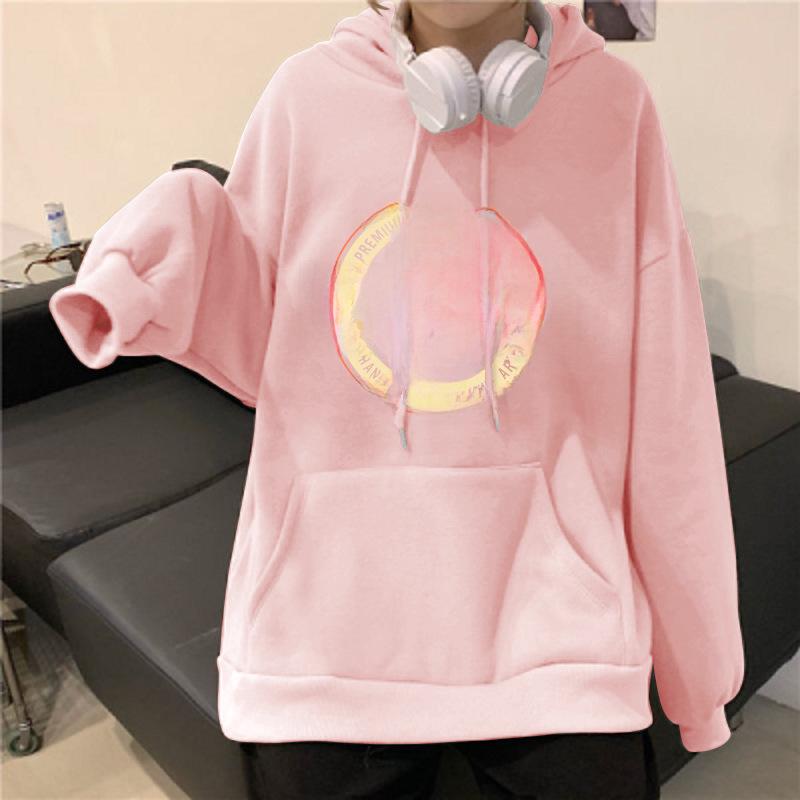 Vintage Plush Thick Hooded Sweater: Women's Long-Sleeve Autumn/Winter Top