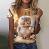 Летний топ с круглым вырезом и принтом 3D Cat, модные повседневные женские футболки с короткими рукавами