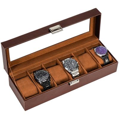 ProCase Коробка для часов на 6 отделений Хранение часов Органайзер-подставка для часов Витрина для часов со стеклянной крышкой Мужчины, Мужской футляр, Мужчины,