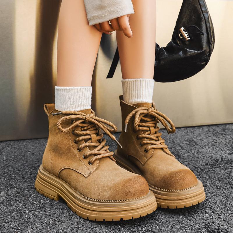 Martin boots men's autumn and winter couple high-top tooling boots British style mid-top matte leather boots tide 24458-J