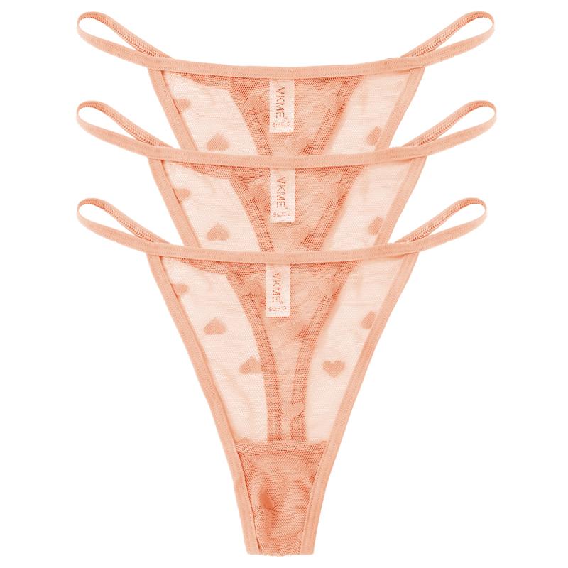 3 шт. Кружевные прозрачные трусики-стринги Женские сексуальные с низкой посадкой Бесшовное нижнее белье Сердце Прозрачные сетчатые трусики Интимное белье