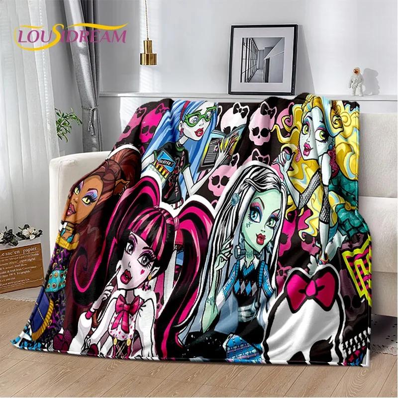 Мягкие одеяла с героями мультфильмов Monster High Draculaura Vampire, сохраняющие тепло, удобные для пикника, кровати, дивана, дома, спальни, детей
