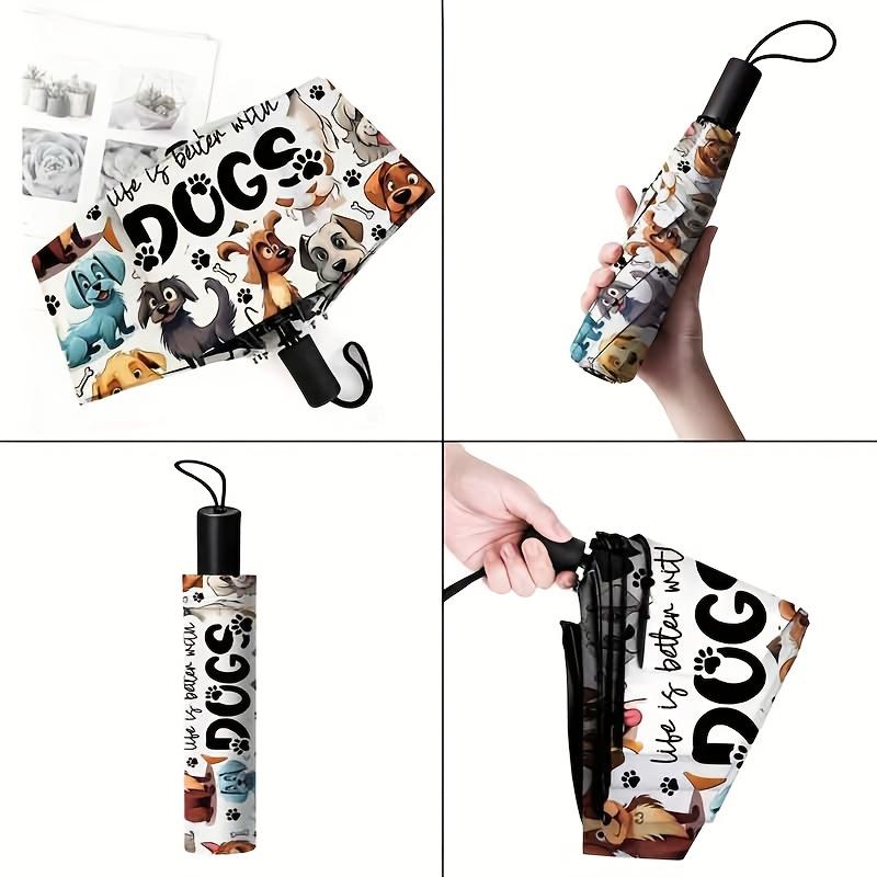 New Cute Pet Dog Pattern Print Folding Umbrella, Enlarged Size Durable Umbrella, Lightweight And Easy to Carry, Essential Travel Outdoor Umb