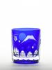 Glass Studio Saiho Edo Kiriko Shochu Glass, Rocks Glass, Tumbler Glass, Sake Cup, Blue Fuji and Cherry Blossom Design, Made In Japan, Wooden Box,