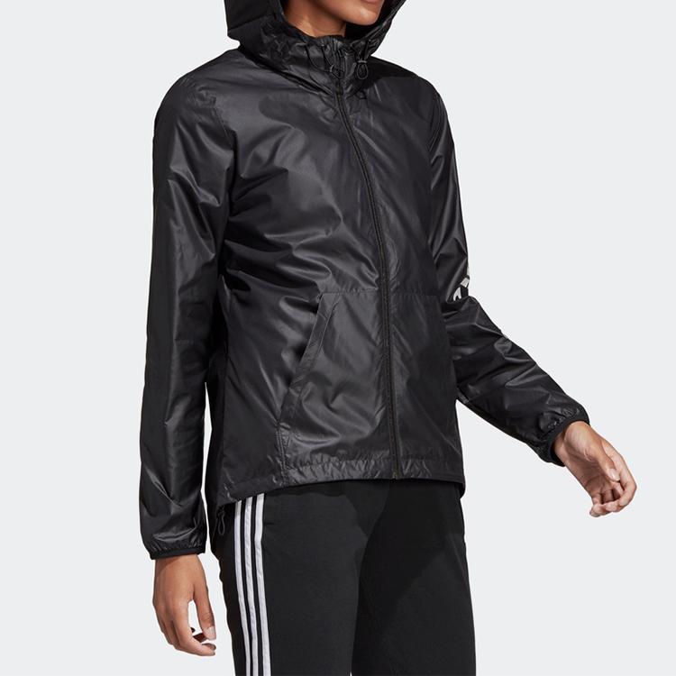 adidas Серия Essentials Ветровка с принтом линейного логотипа Женская Легкая Повседневная Верхняя одежда Черная DP2408
