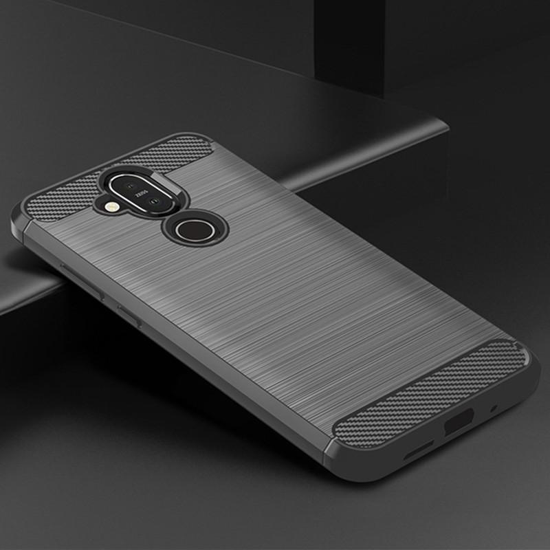 Для Nokia X7 nokia8.1 мягкий силиконовый чехол роскошный чехол из углеродного волокна для телефона nokia 8.1 x7 противоударные матовые задние чехлы