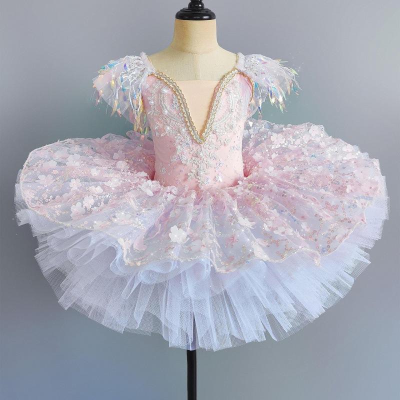 Белое балетное платье-пачка с блестками для малышей, танцевальные костюмы для девочек, детские балетные пачки, наряды для детей, одежда для бальных танцев