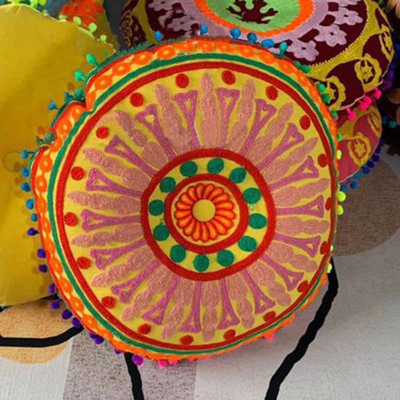 Подушка в богемном марокканском стиле с этнической вышивкой, подушка для медитации, коврик для пуфа на эркер с сердечником для домашнего декора