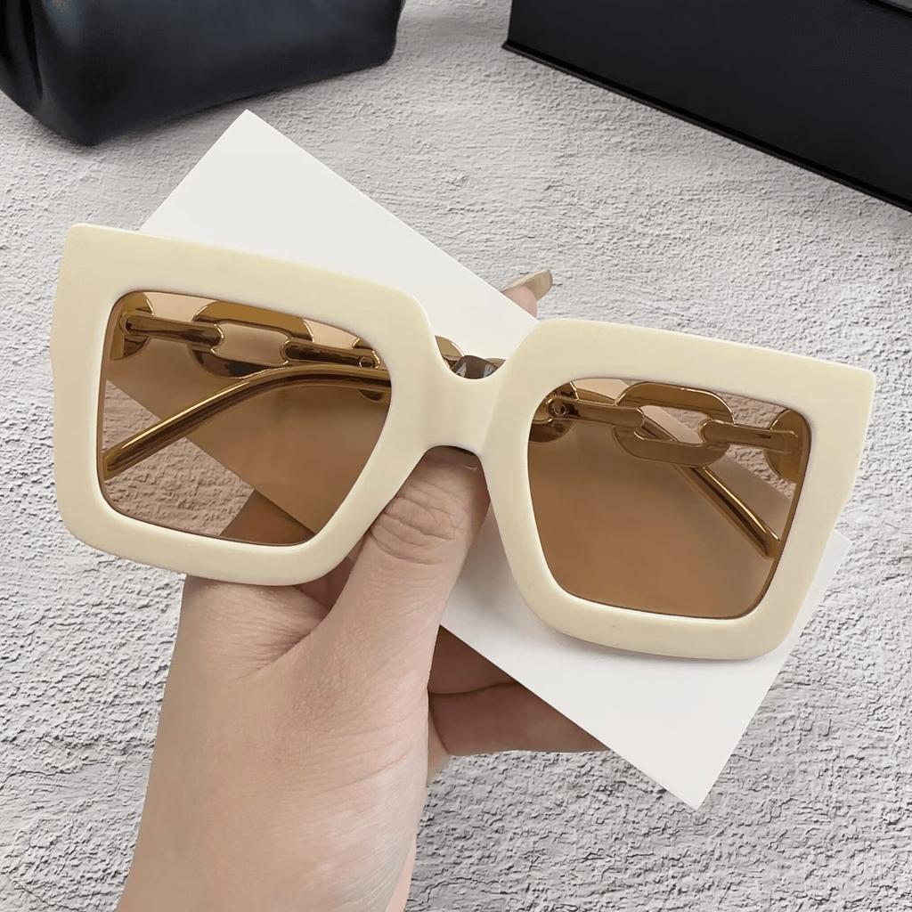 New Chain UV Resistant Sunglasses European and American Fashion Box Women's High-end Sunglasses