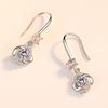 Women Rhinestone Cubic Zirconia Tassel Four-leaf Clover Hook Earrings Jewelry