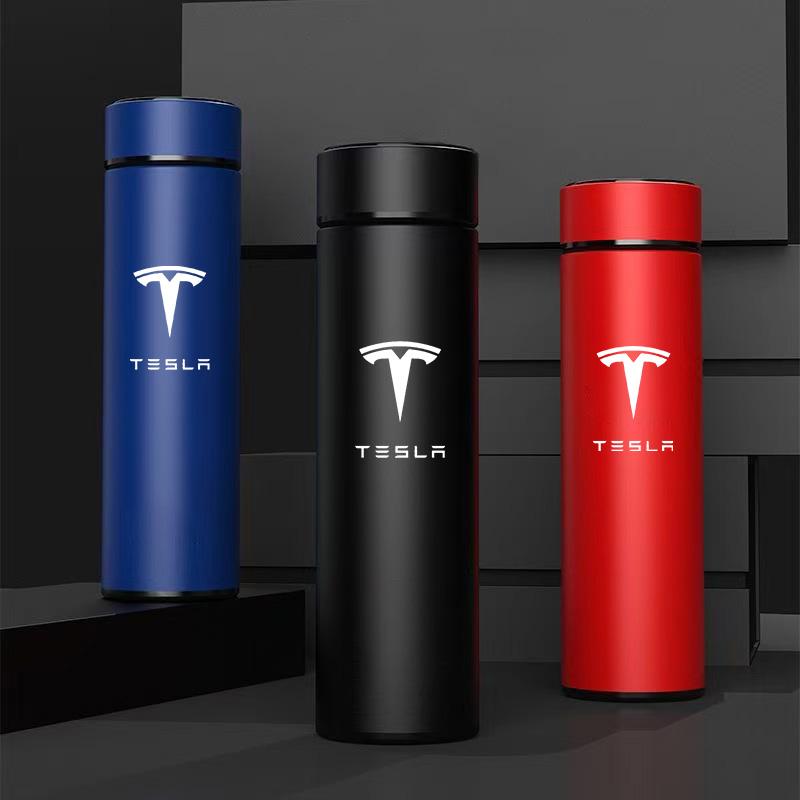 ALQ1 For Tesla Model 3 Model S Model X Model Y Roadster SpaceX 500ml Smart Water Bottle Stainless Steel Thermos Flasks Car Logo Mug