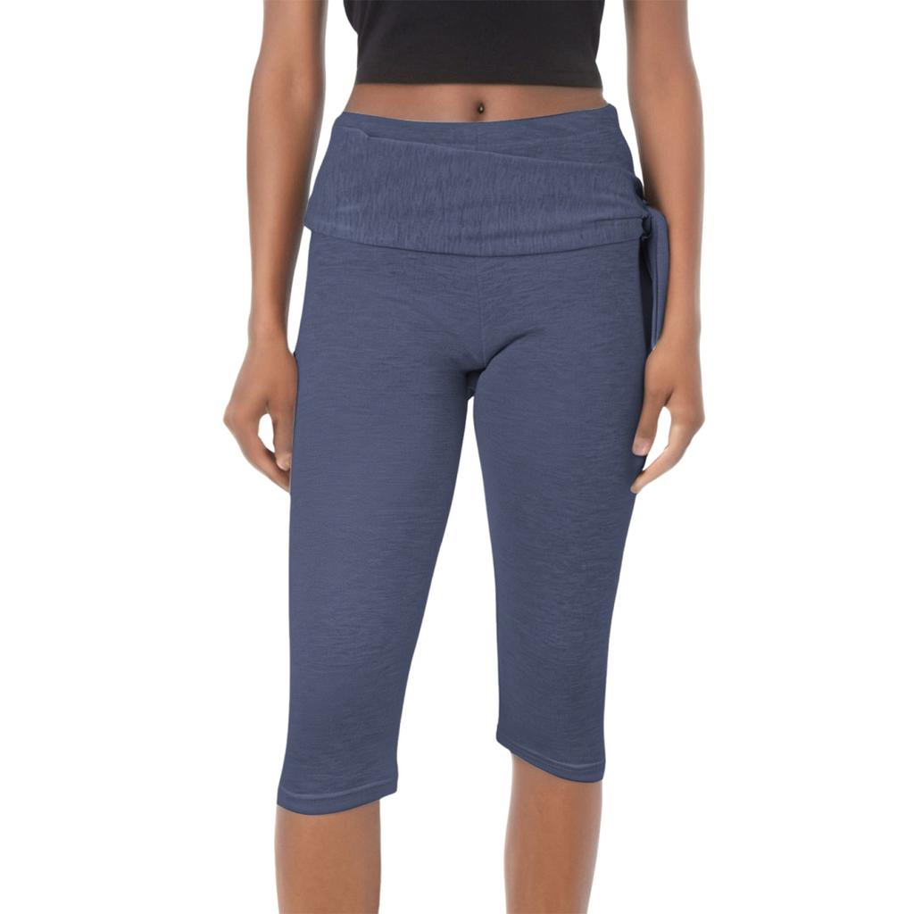 Женские облегающие брюки с низкой посадкой, эластичным поясом и двумя укороченными леггинсами, повседневные штаны для йоги с подъемом бедер