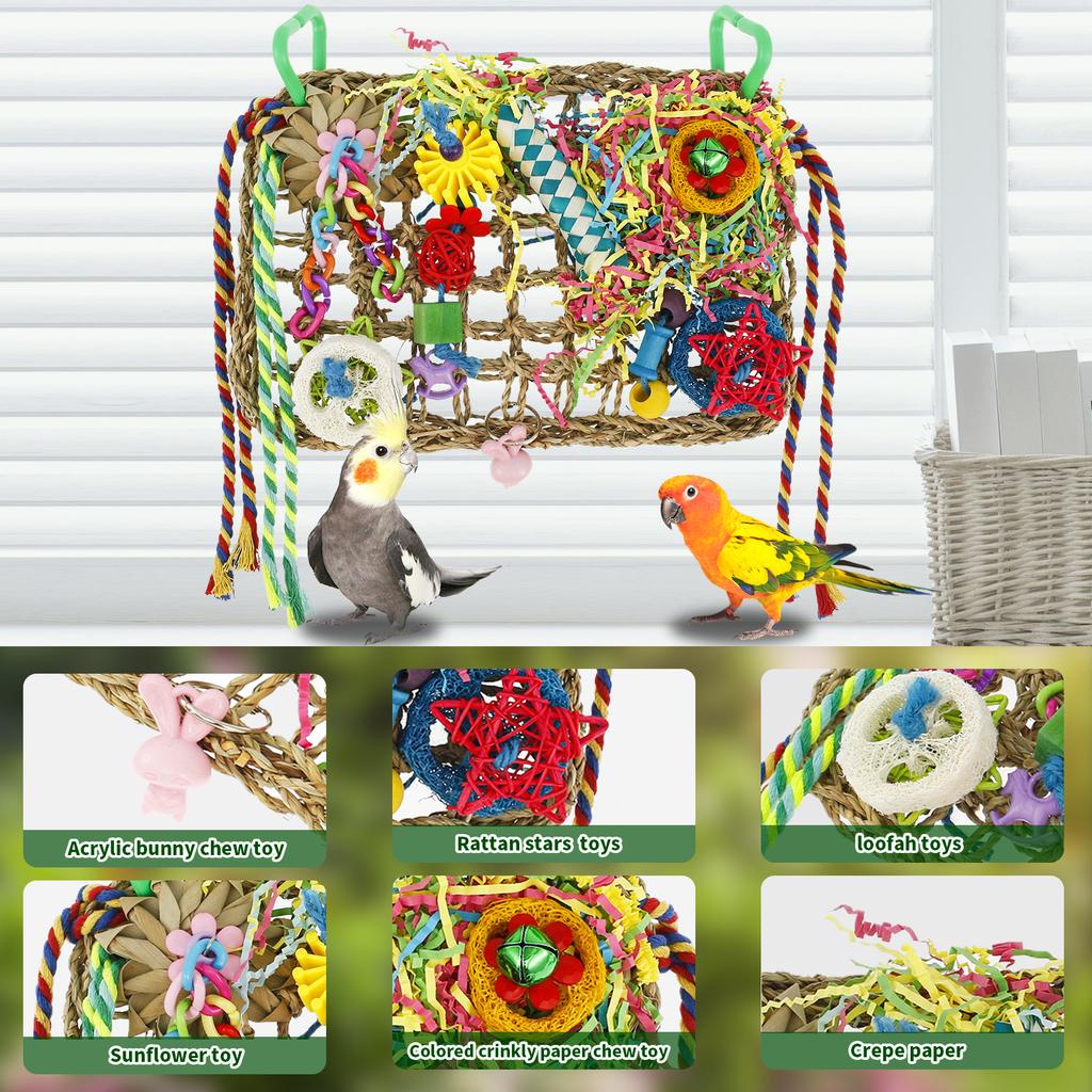 Игрушки для птиц Ручная работа Игрушки для добывания пищи для птиц Забавные игрушки для волнистых попугайчиков Портативная игрушка для добывания пищи для волнистых попугайчиков Игрушка для жевания попугая Игрушка для птиц-попугаев 1x7.9