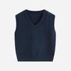 Autumn/Winter Children's Cotton Knit V-Neck Sweater Vest - College Style, Solid Color