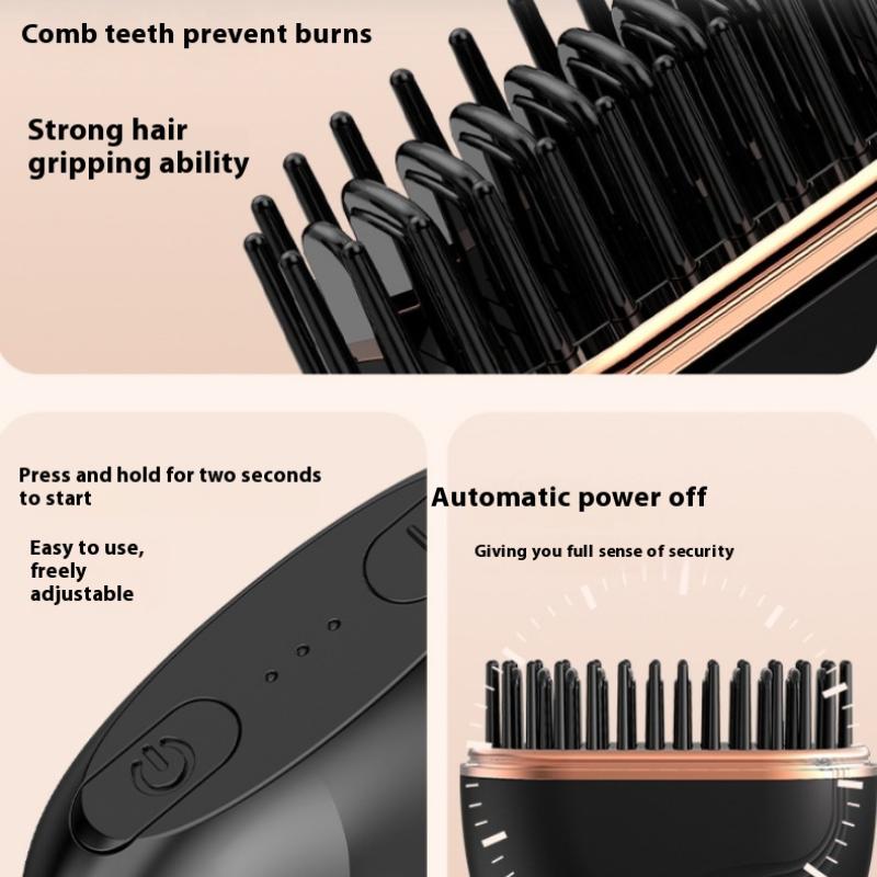 Wireless Charging Hair Comb Professional Straightening Hairdressing Tool For Home Use Long Hair Styling Volumizing Device