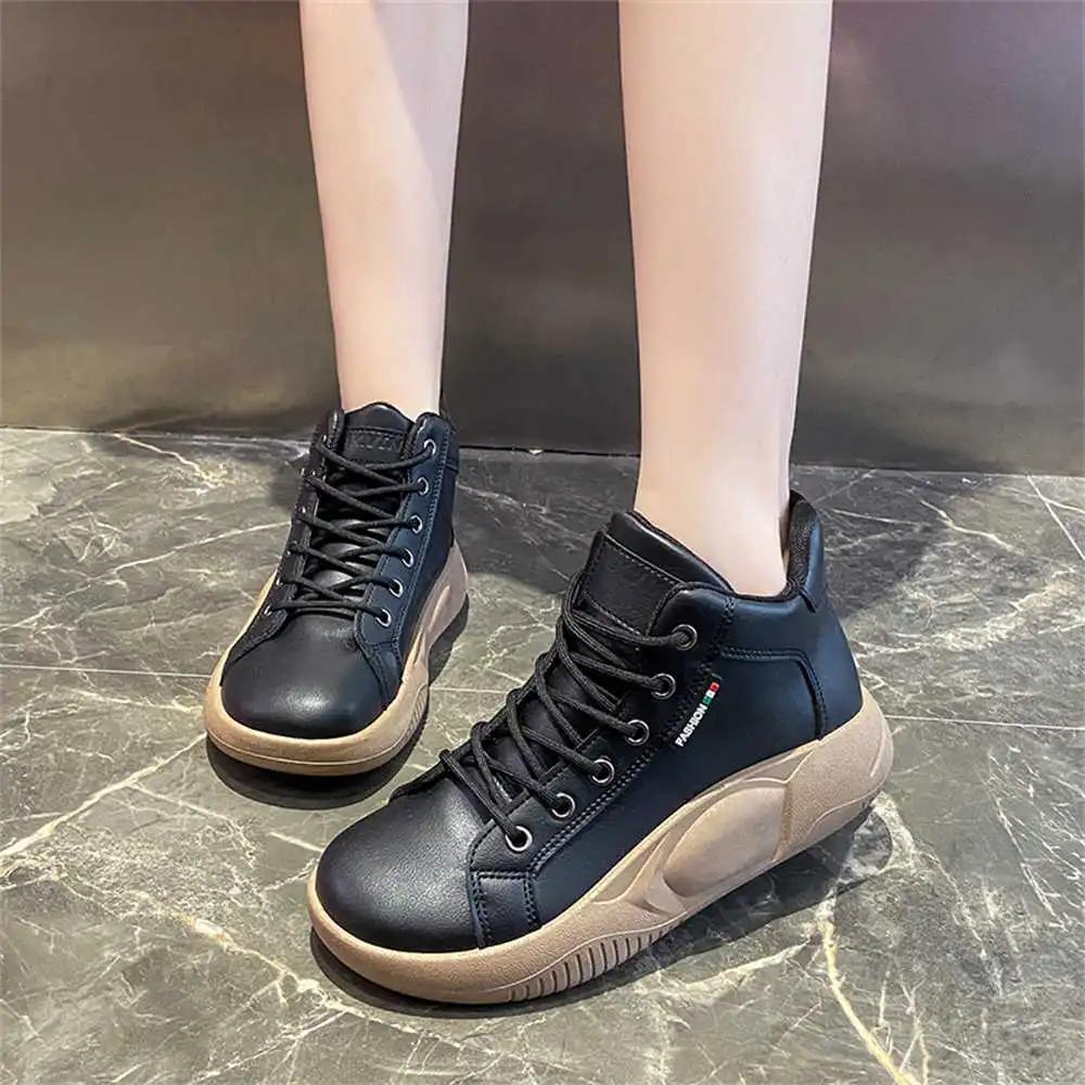 Полусапожки Хайтопы Черно-белые Женская обувь Для ходьбы Женские Кроссовки Дизайнерские Спортивные Лоферы