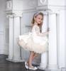 Детское кружевное платье с длинными рукавами и пайетками на день рождения и свадьбу, юбка-пачка